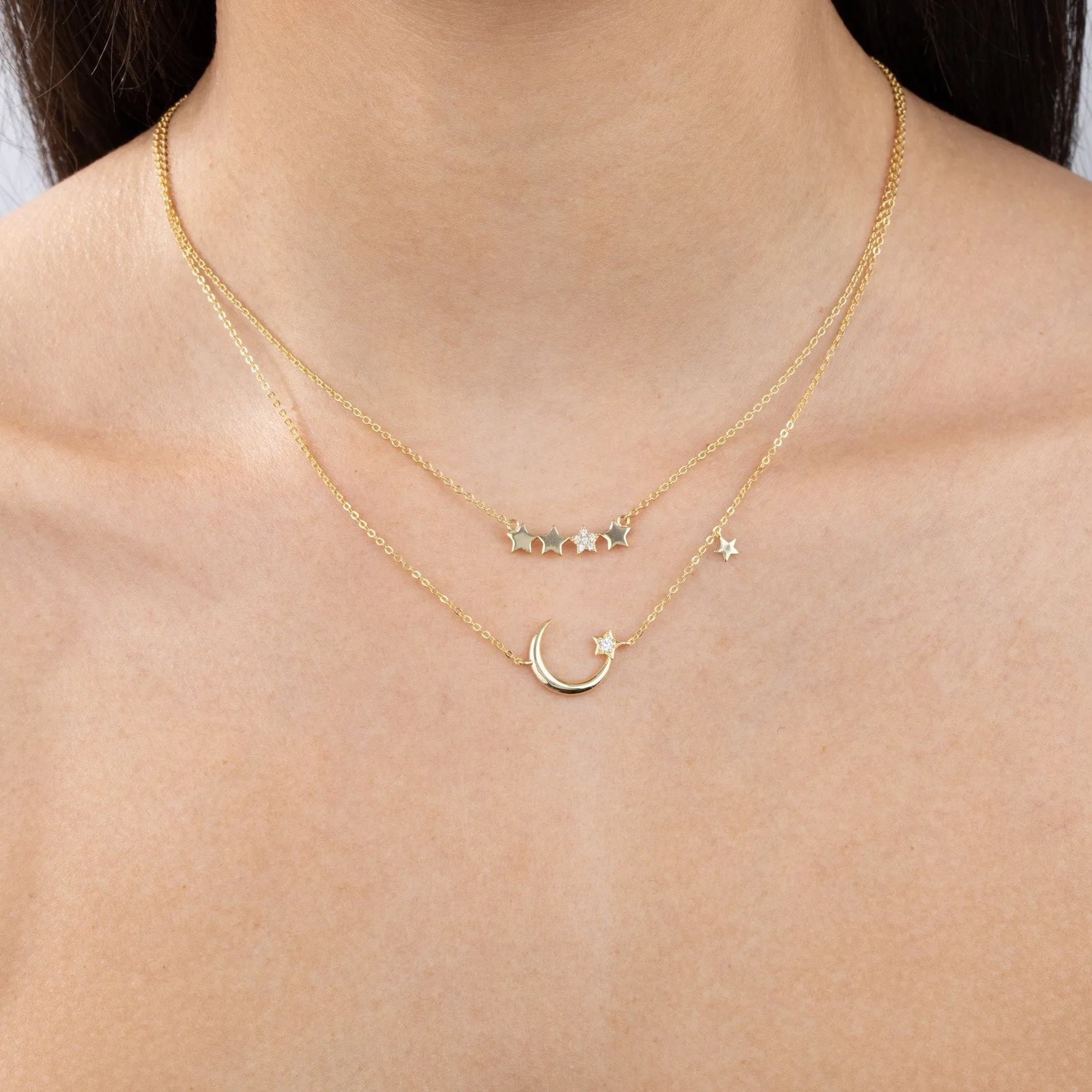Pavé X Solid Multi Star Necklace