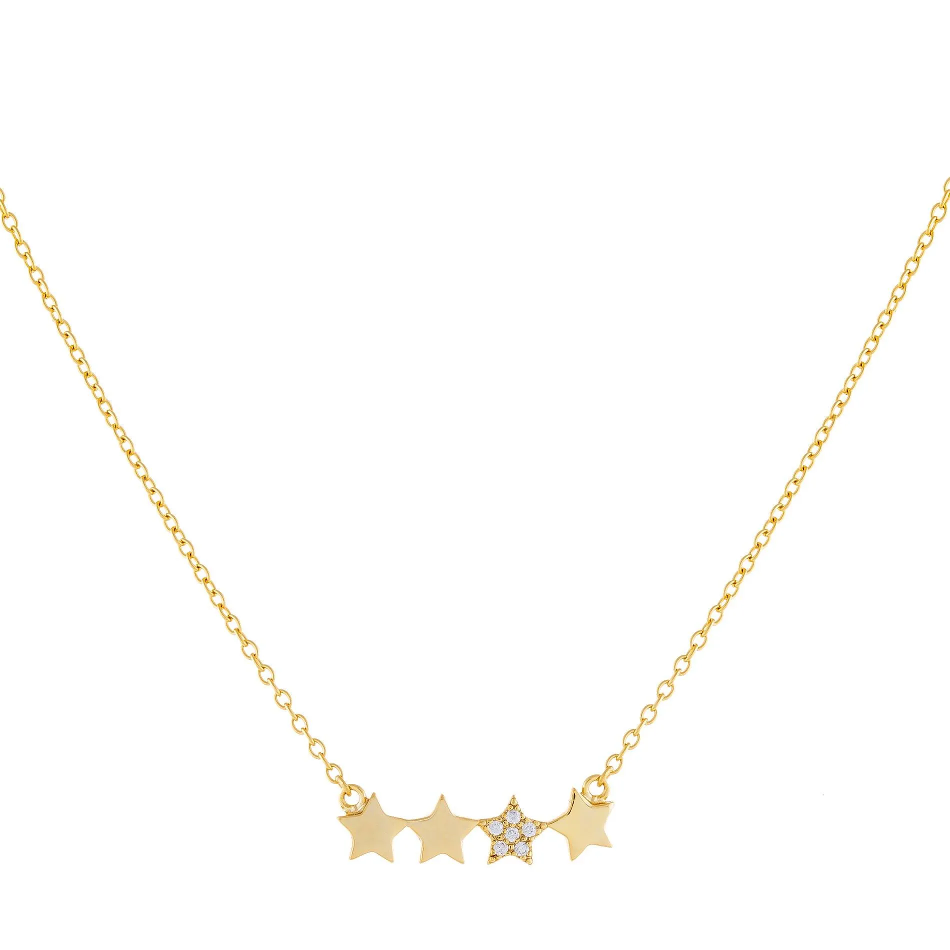 Pavé X Solid Multi Star Necklace