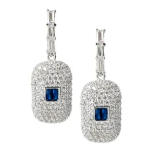 Pave CZ Drop Earrings with Baguettes