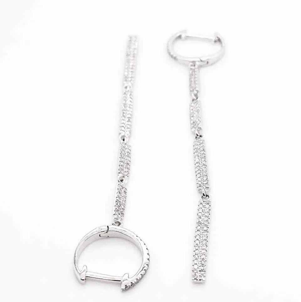 Pave Diamond Bar Earring Dangles