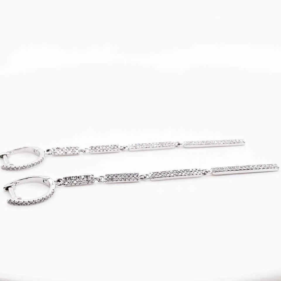 Pave Diamond Bar Earring Dangles