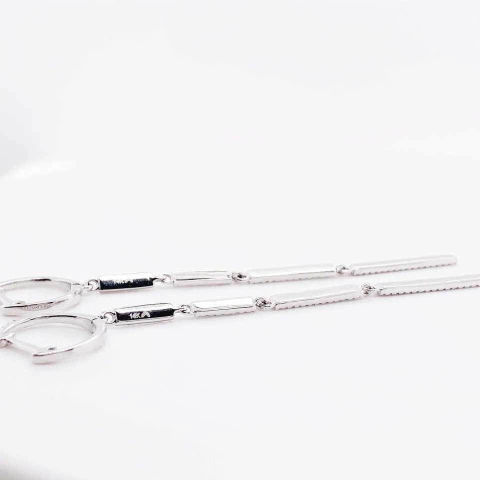 Pave Diamond Bar Earring Dangles
