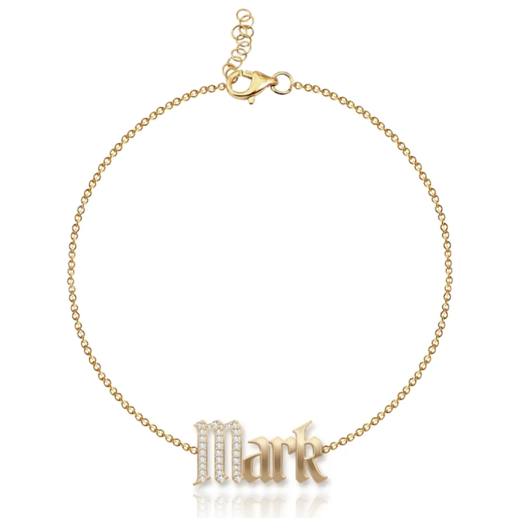Pave Initial Gold Name Bracelet