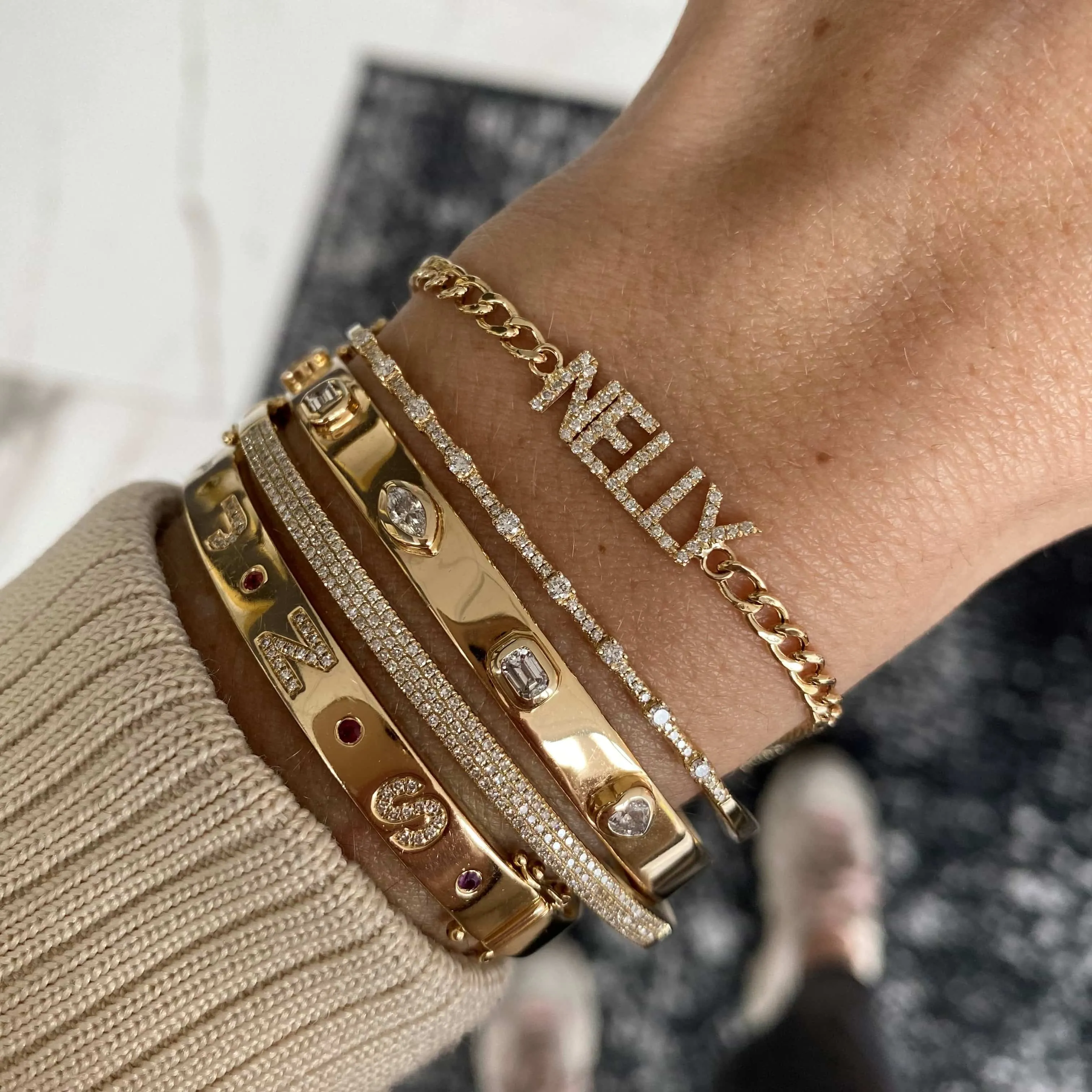 Pave Name Flat Cuban Bracelet