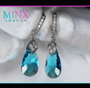Pear Cut Diamond Earrings | Blue Teardrop Diamond Earrings