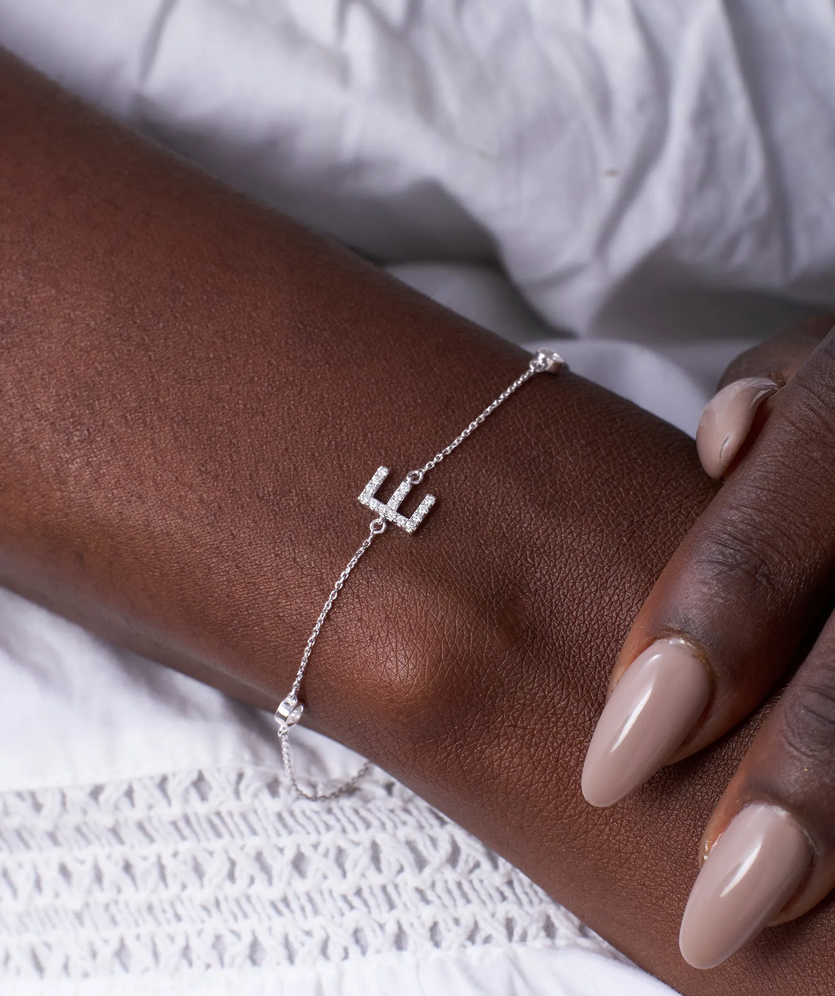 Personalized E Diamond Accent Bracelet
