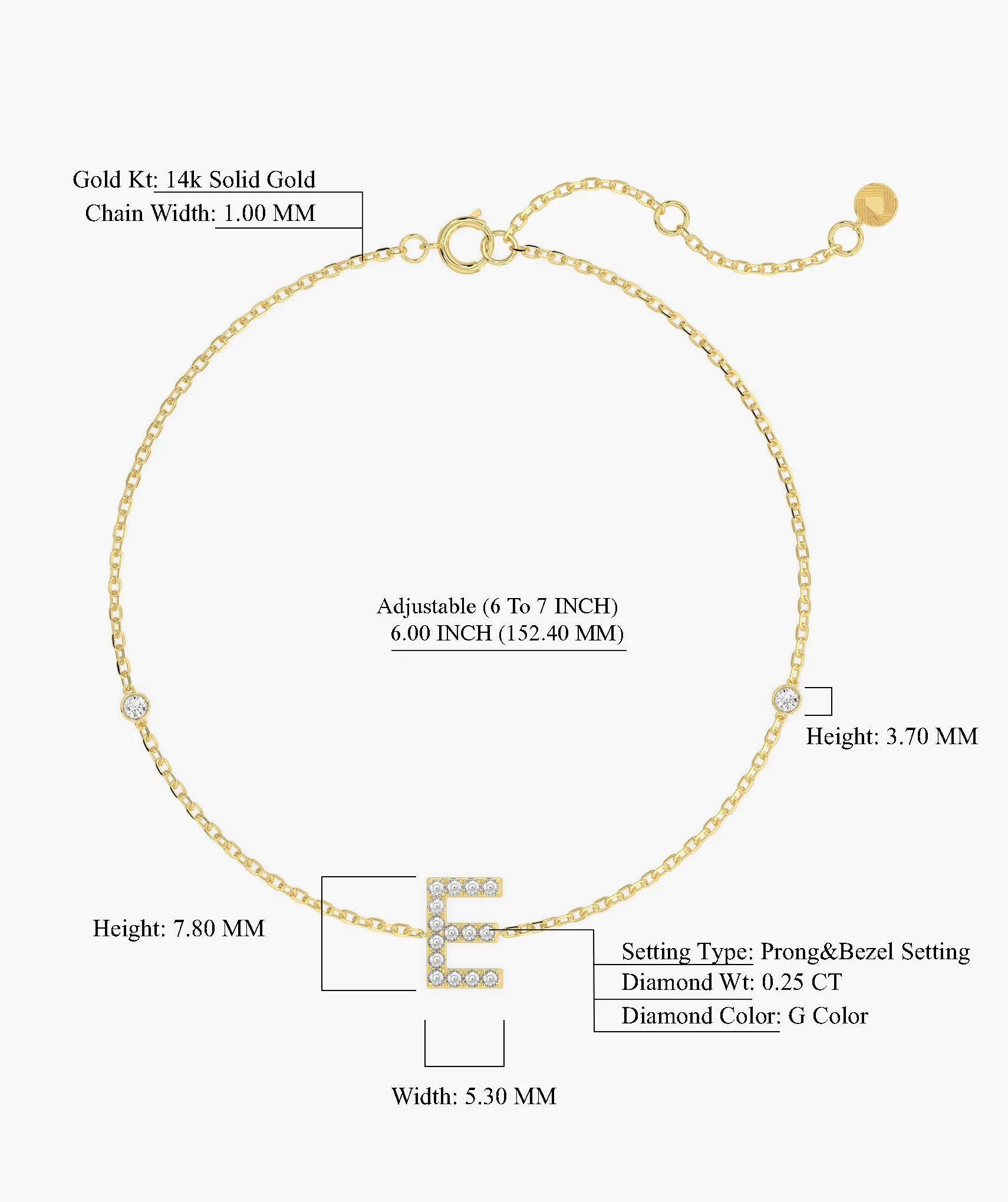 Personalized E Diamond Accent Bracelet