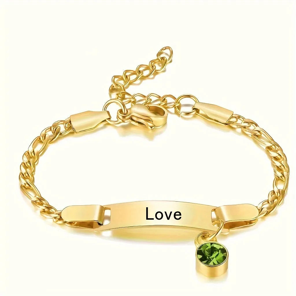 Personalized Name & Date Bracelet with December Birthstone