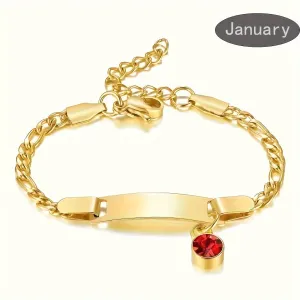 Personalized Name & Date Bracelet with December Birthstone