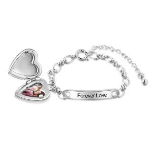 Personalized Photo With Name Heart-Locket Charms Bracelet
