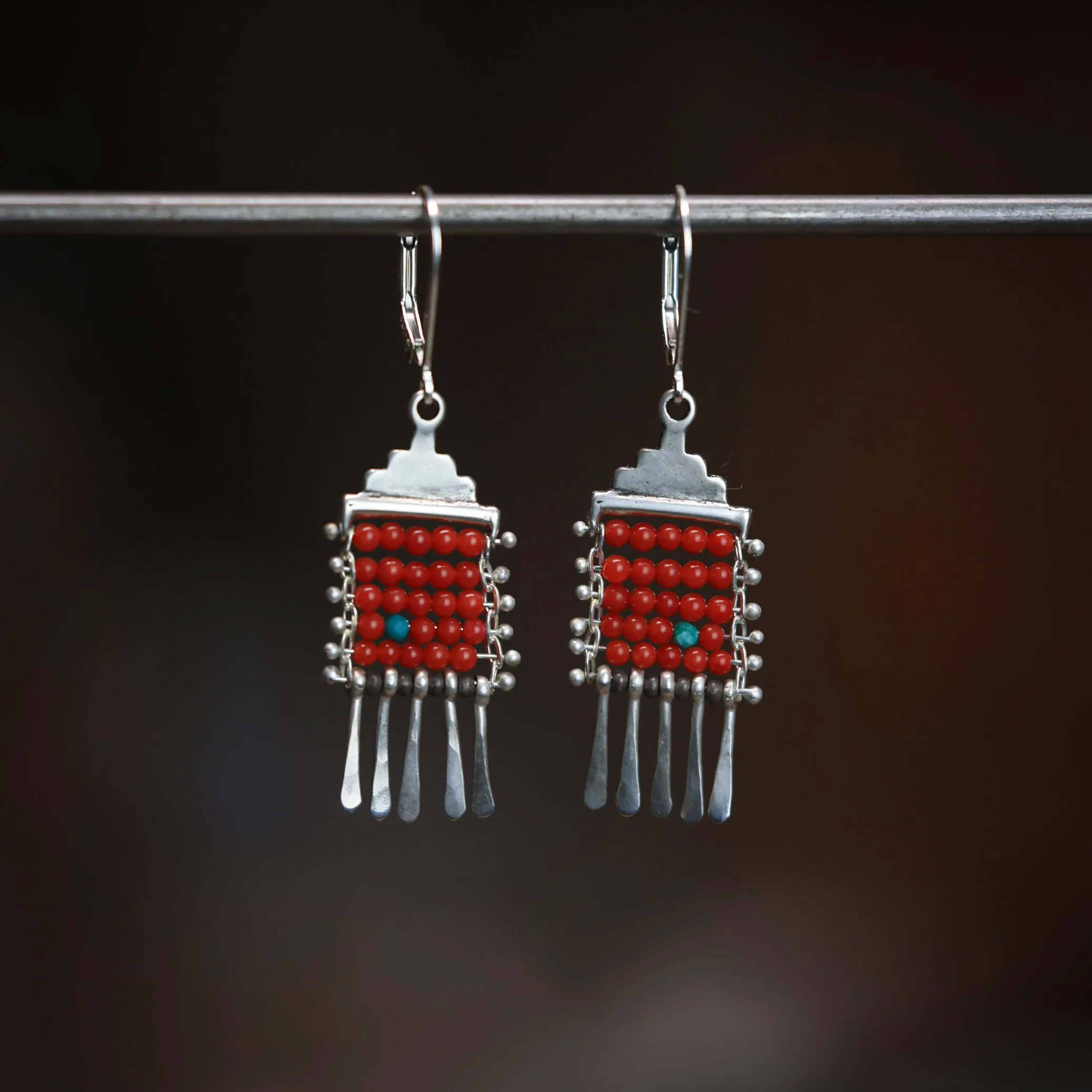 Petite Sea Bamboo Bead Earrings