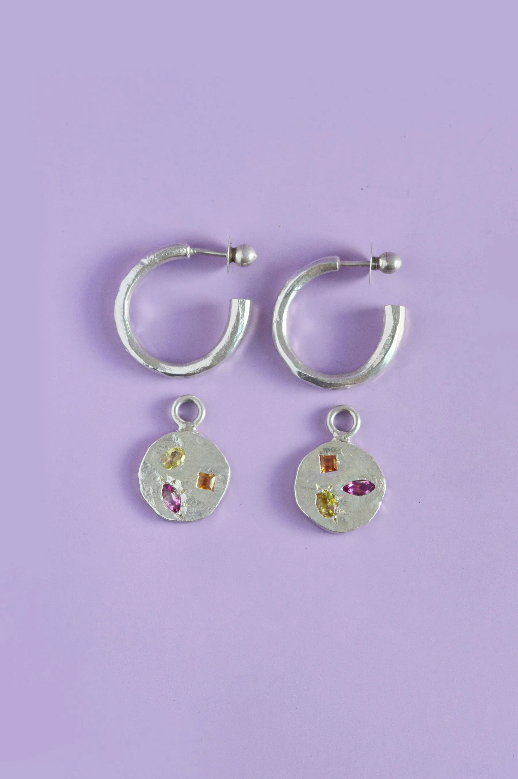Pickle Charm Tourmaline Silver Earring 724-3
