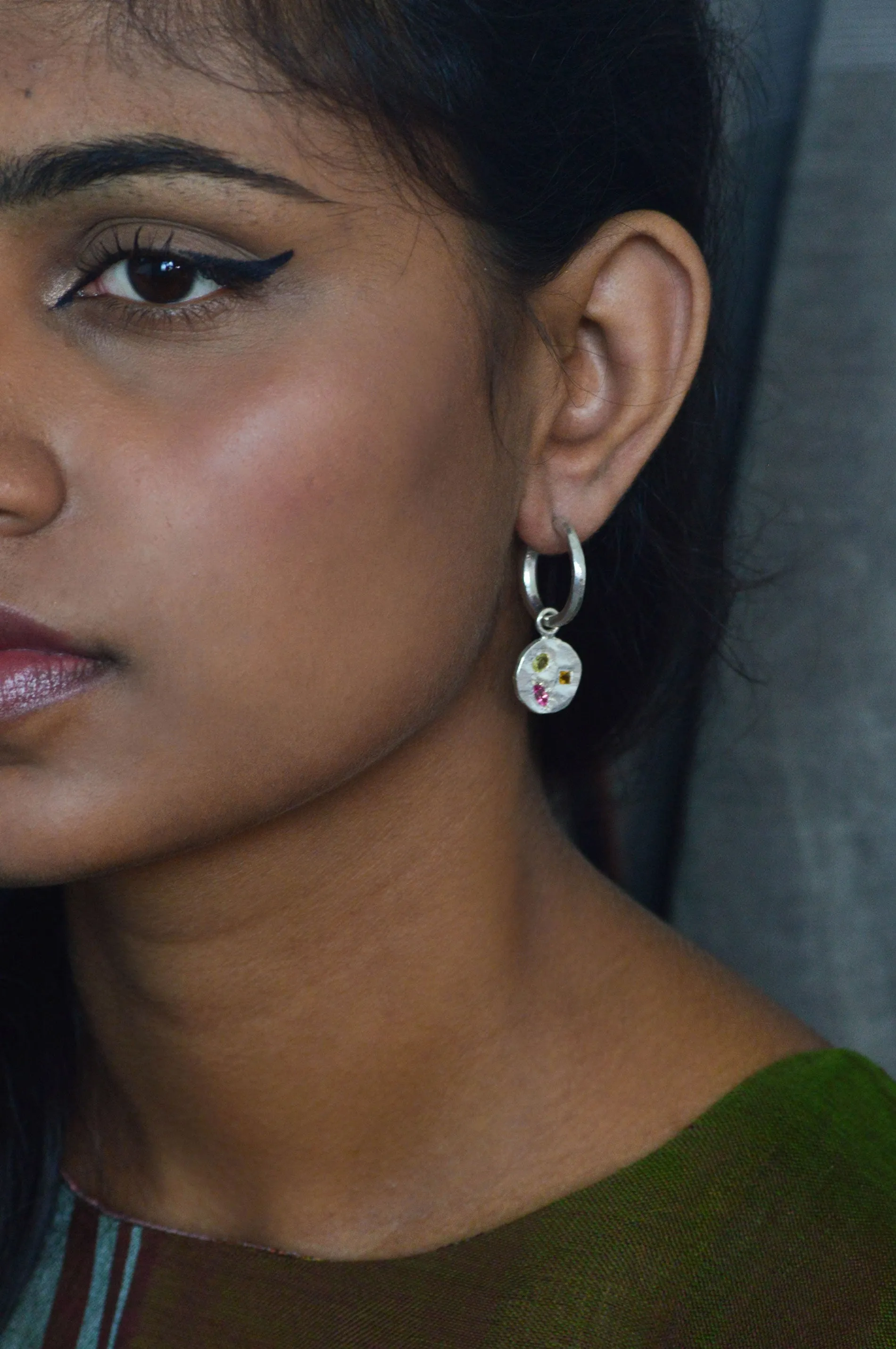 Pickle Charm Tourmaline Silver Earring 724-3