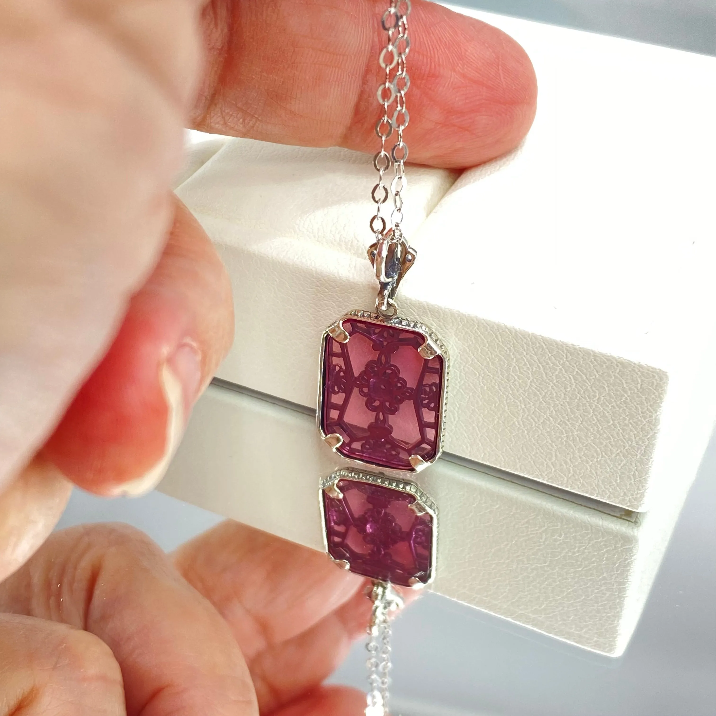 Pink Pendant, Pink Camphor Glass Necklace #P203