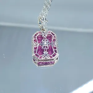 Pink Pendant, Pink Camphor Glass Necklace #P203