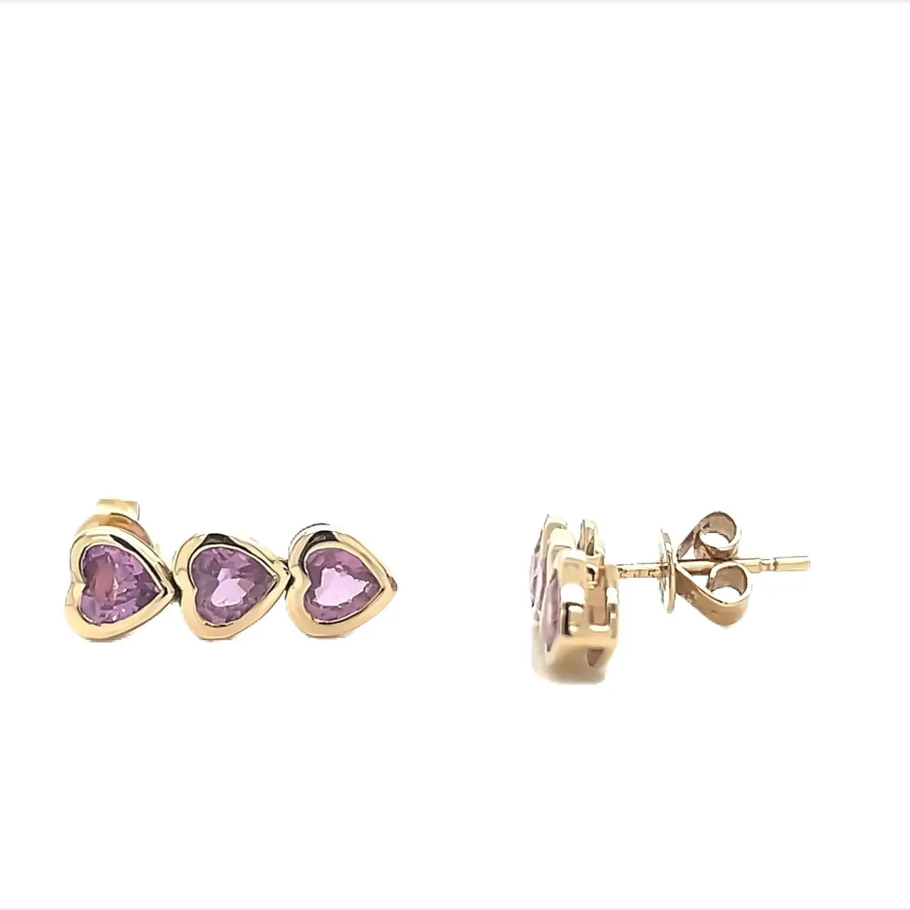 Pink Sapphire Heart Drop Earrings