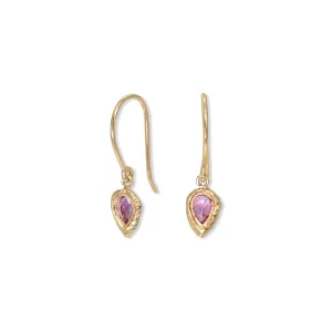 Pink Sapphire Teardrop Drop Dangle Earrings