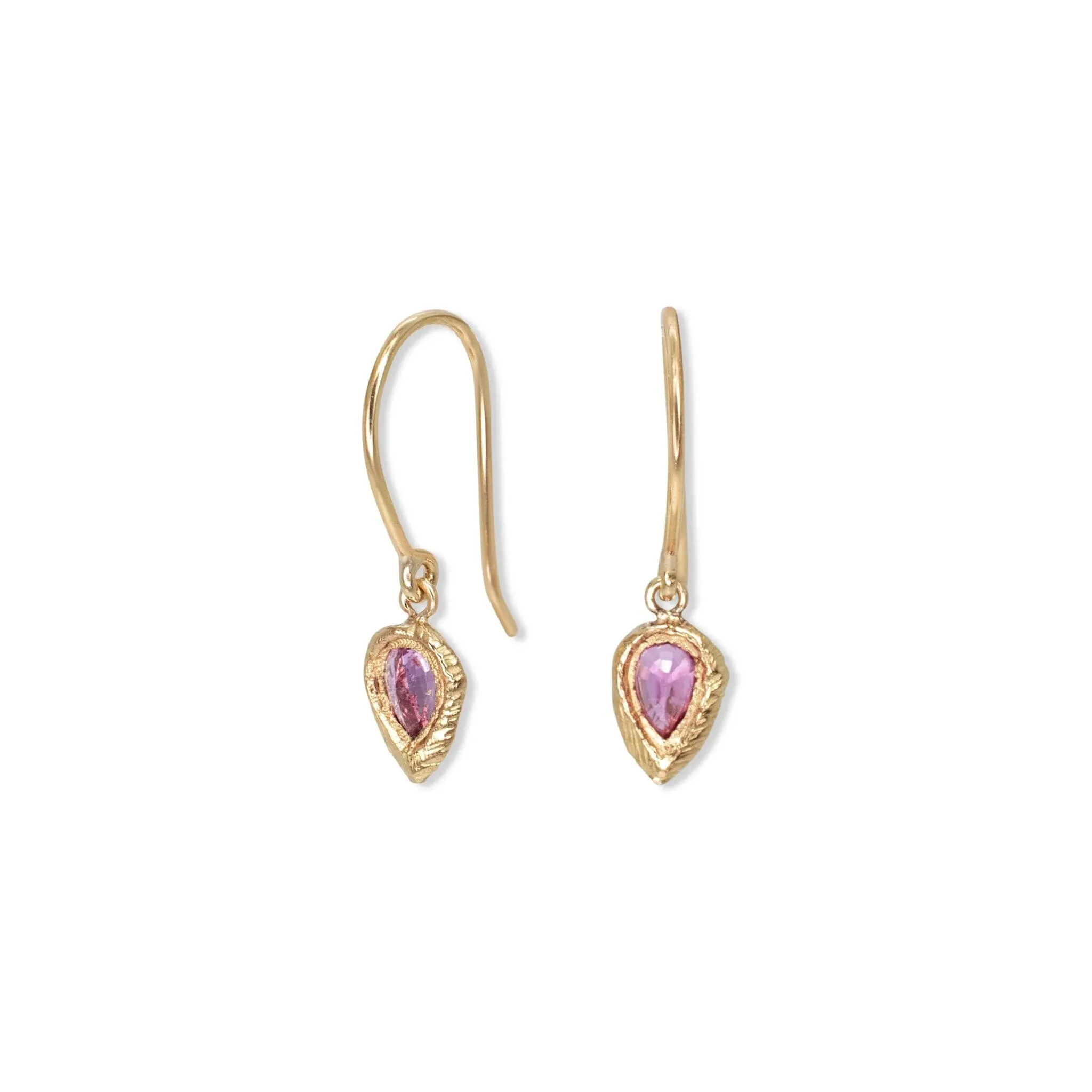 Pink Sapphire Teardrop Drop Dangle Earrings