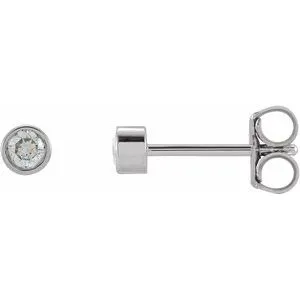 Platinum .06 CT Natural Diamond Micro Bezel Single Stud Earring
