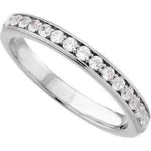 Platinum 1/3 CTW Diamond Band for 4.5 & 5mm Engagement , Size 7