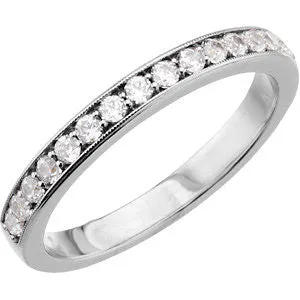 Platinum 1/3 CTW Diamond Band for 4.5 & 5mm Engagement , Size 7