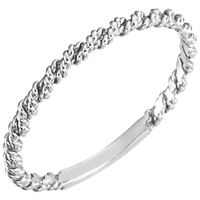 Platinum 2mm Twisted Rope Band, Size 7