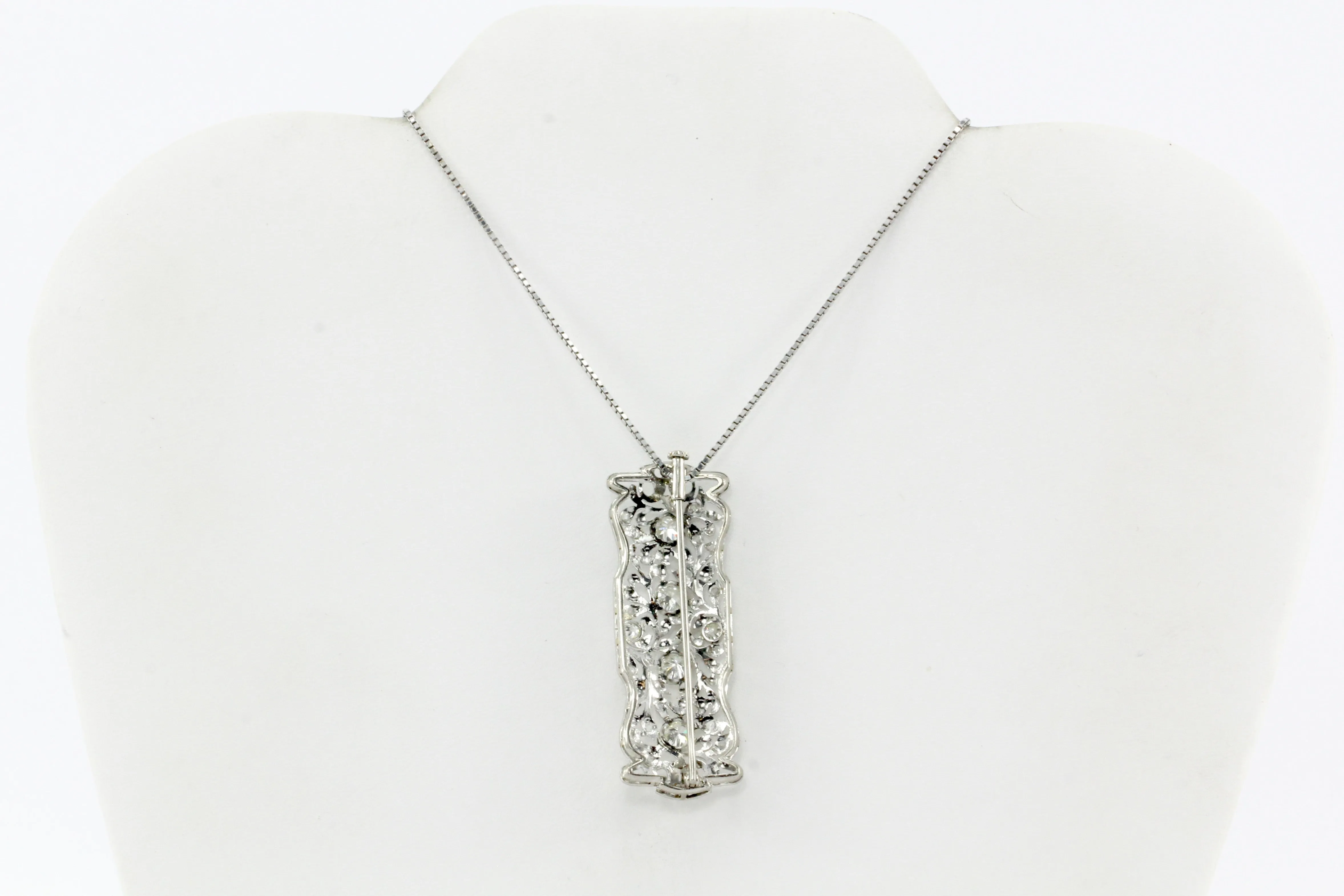 Platinum Convertible Diamond Brooch Pendant c.1920's