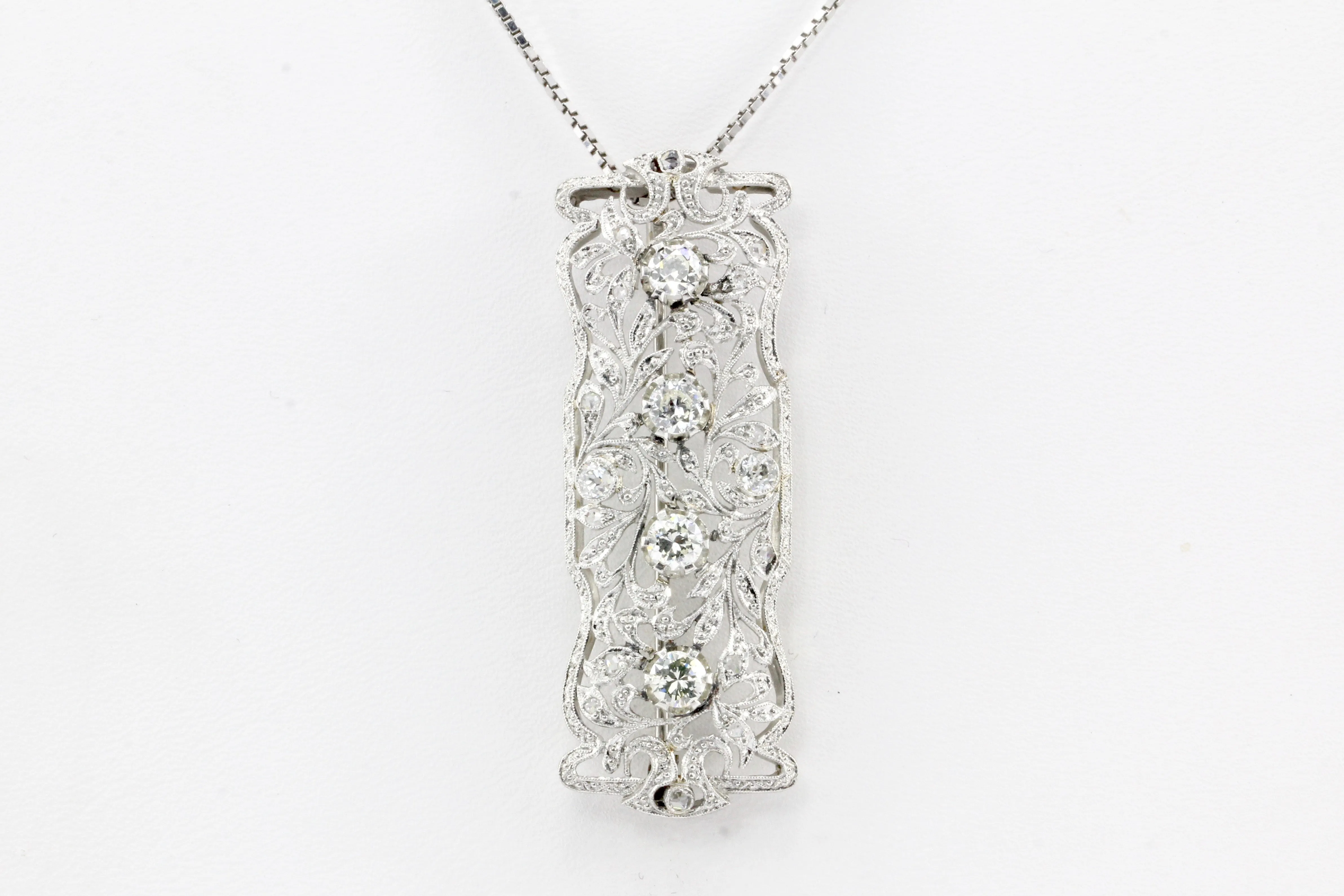 Platinum Convertible Diamond Brooch Pendant c.1920's
