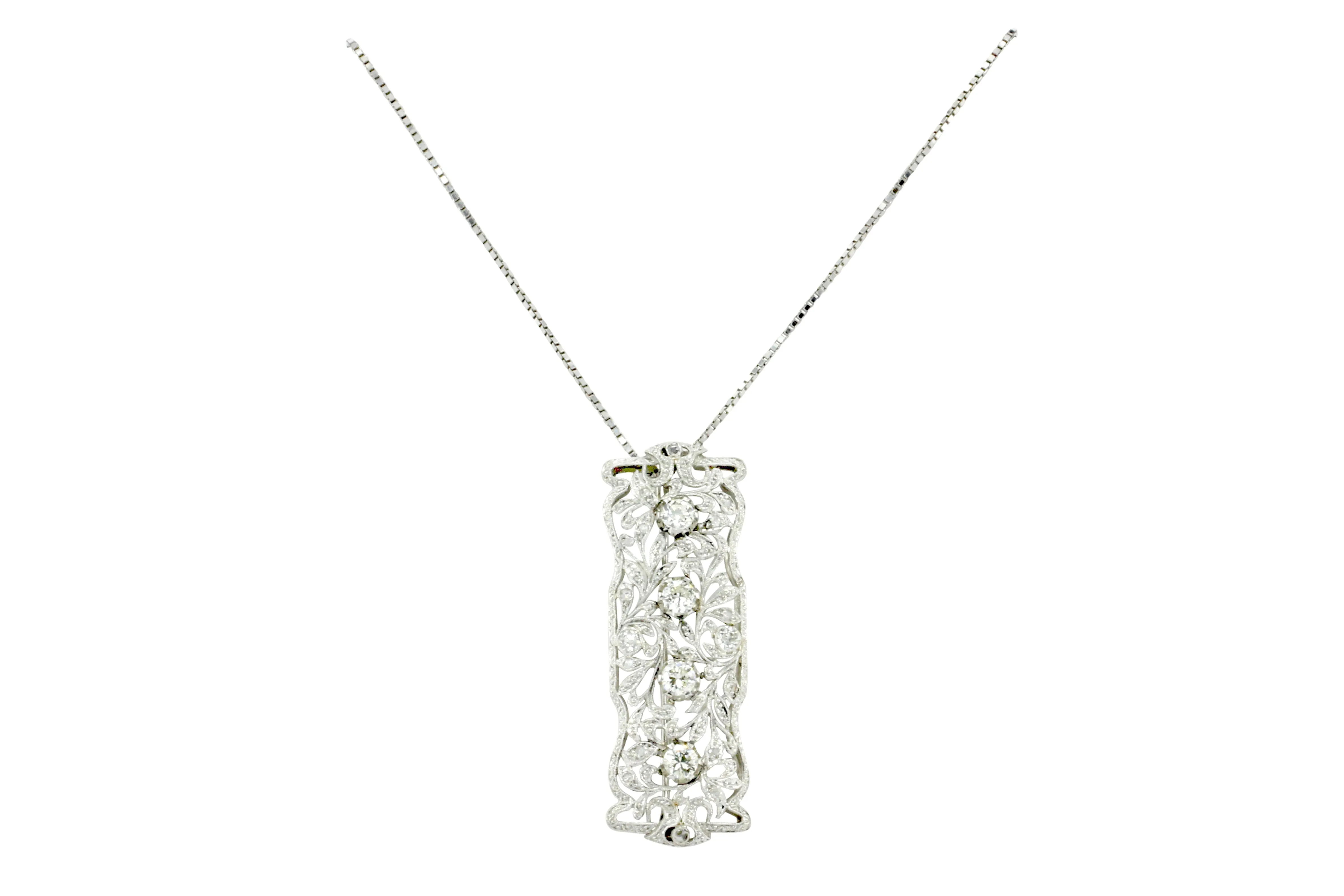 Platinum Convertible Diamond Brooch Pendant c.1920's