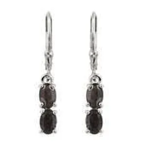 Platinum over Sterling Silver Natural Silver SAPPHIRE Lever Back Earrings
