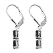 Platinum over Sterling Silver Natural Silver SAPPHIRE Lever Back Earrings