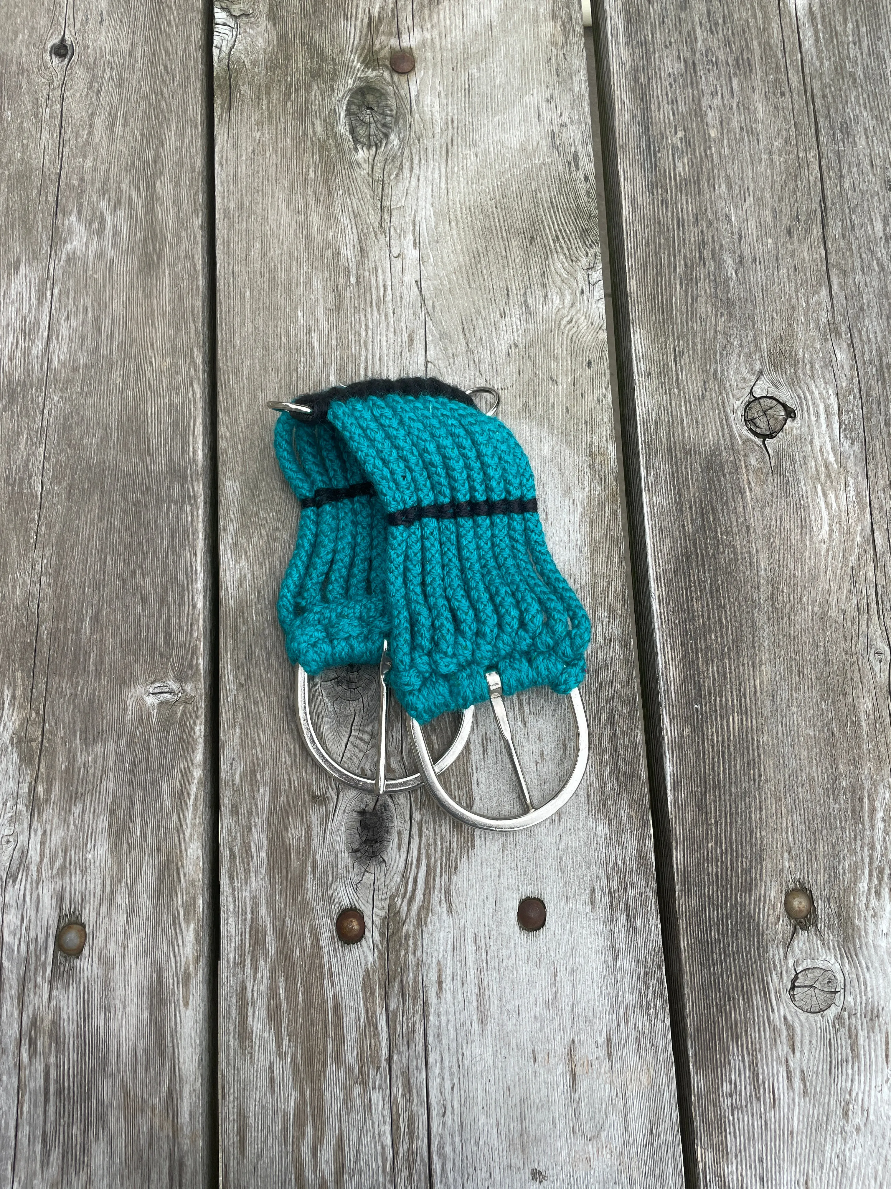 Pony / Mini 9 strand western teal rope girth with center D rings