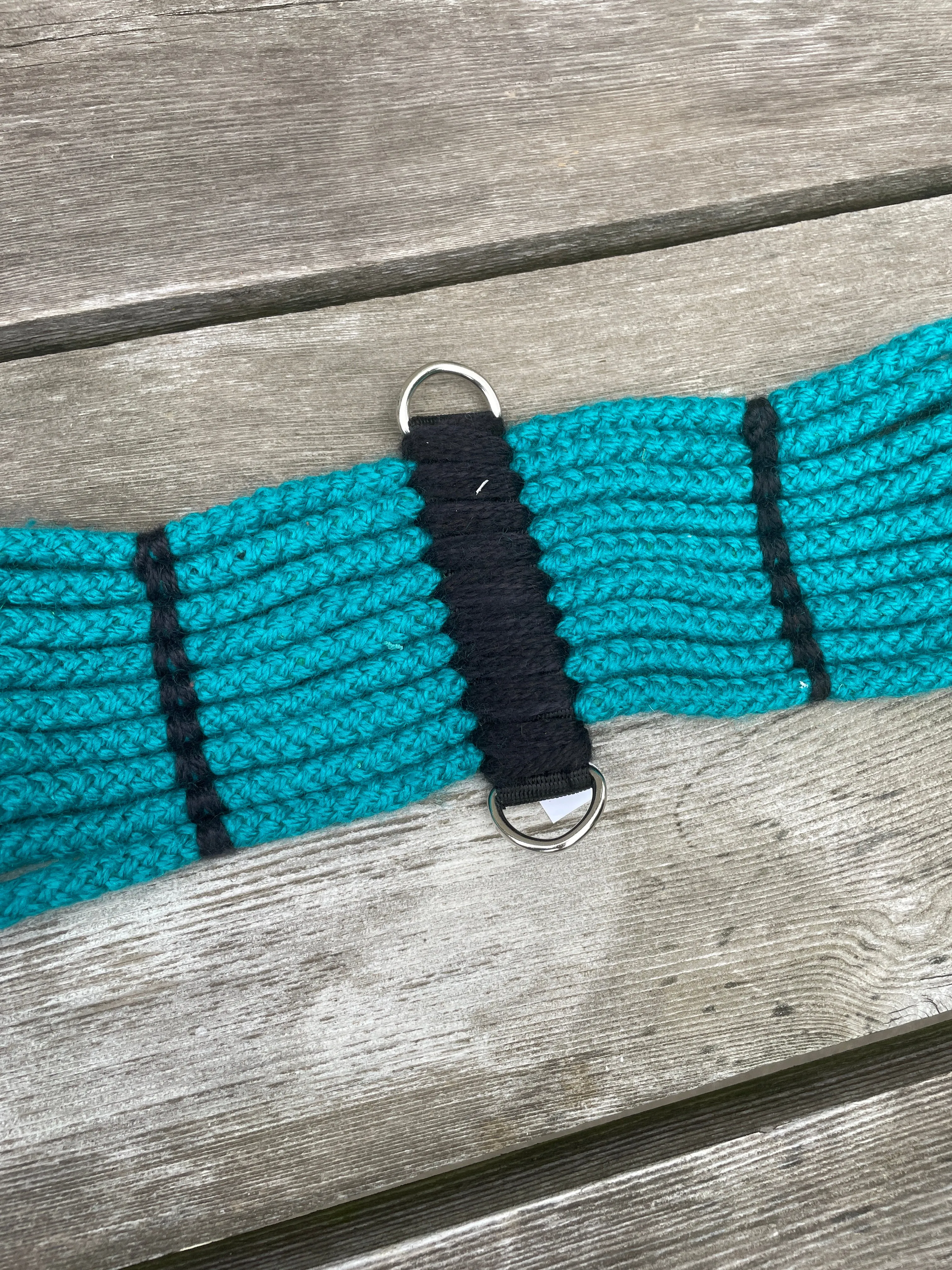 Pony / Mini 9 strand western teal rope girth with center D rings