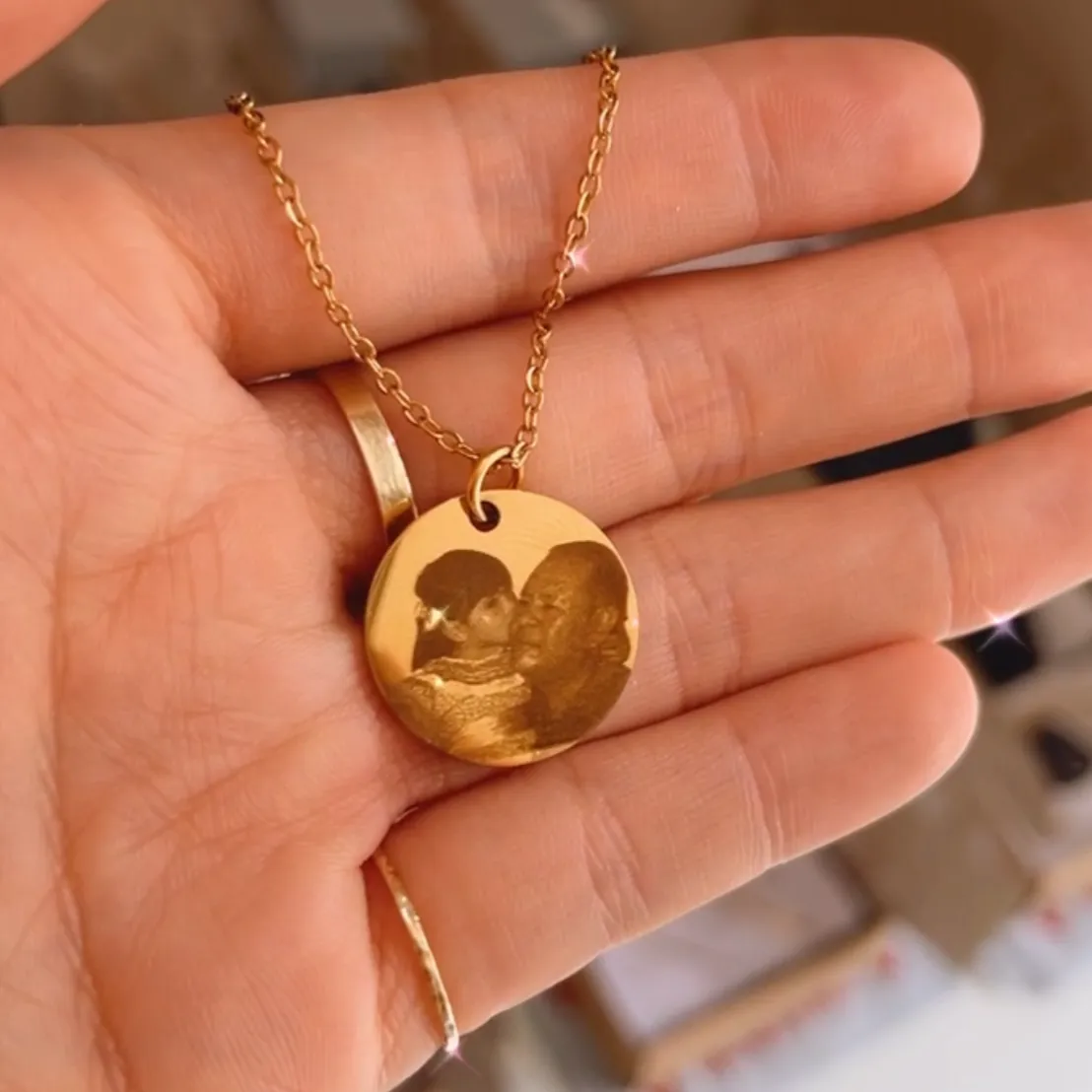 PRE-ORDER Double Sided Lazer Engraved 20MM Disc Necklace - ACTUAL PHOTO