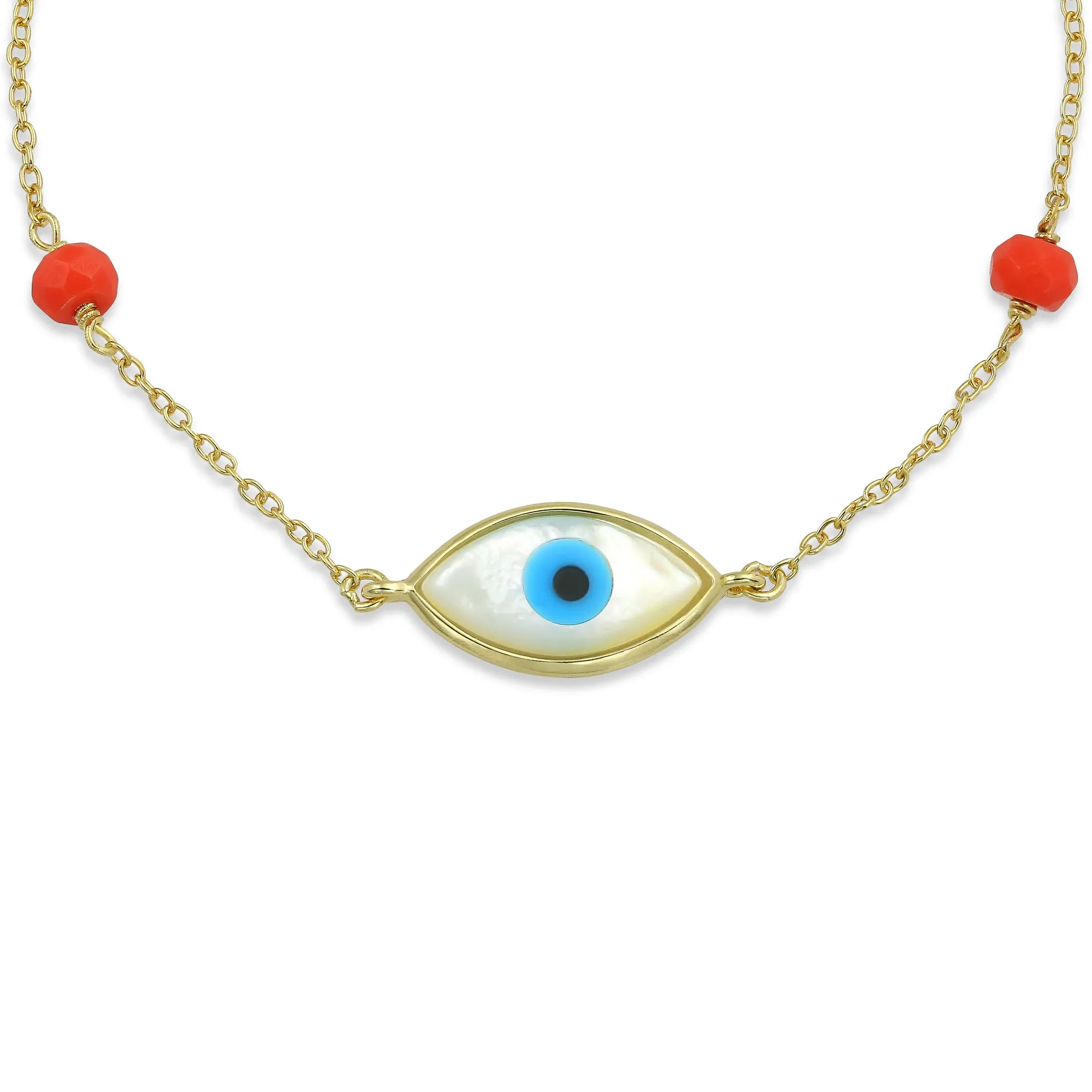 Protection Amulet Good Luck Charm Evil Eye Bracelet Gold Plated Silver 7 Inch