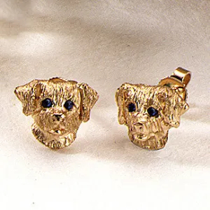 Puppy Dog Earrings, 14k gold