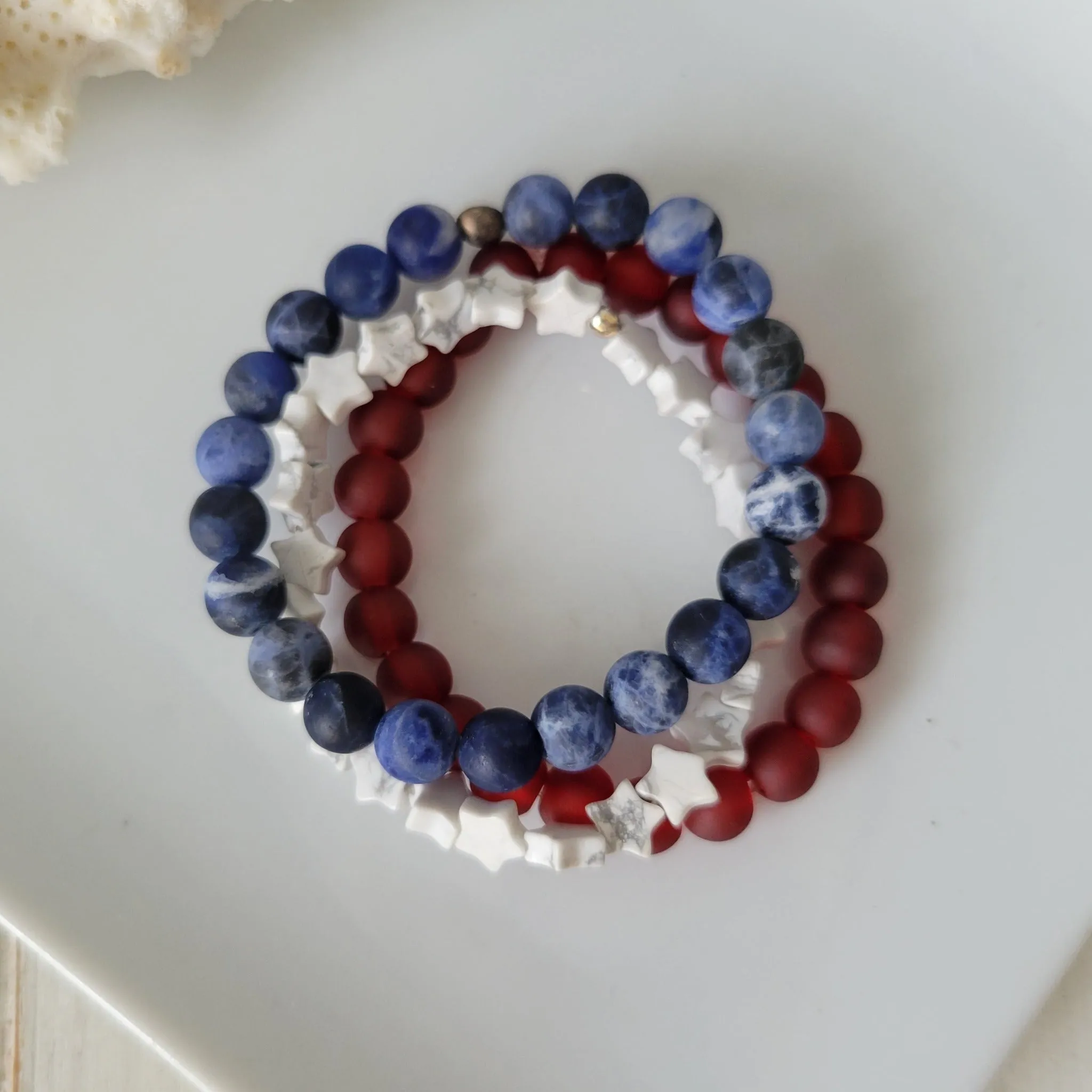 "Independence" RWB Bead Bracelets - Set of 3 or Each