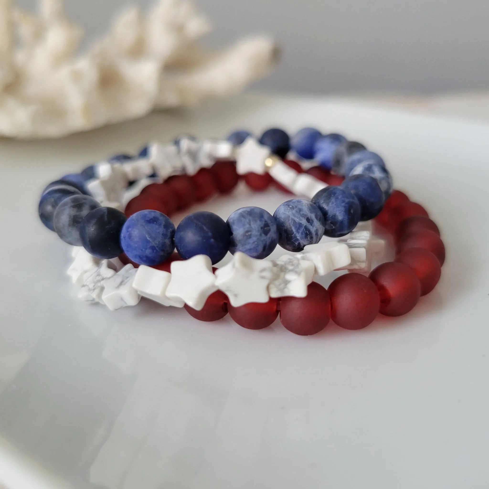 "Independence" RWB Bead Bracelets - Set of 3 or Each