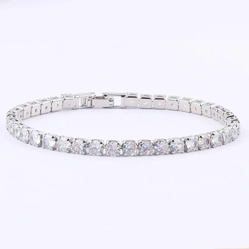 Rainbow Crystal Tennis Bracelets For Women Bracelet Set 18K Gold Silver Colorful Zirconia Femme Bridal Wedding Jewelry