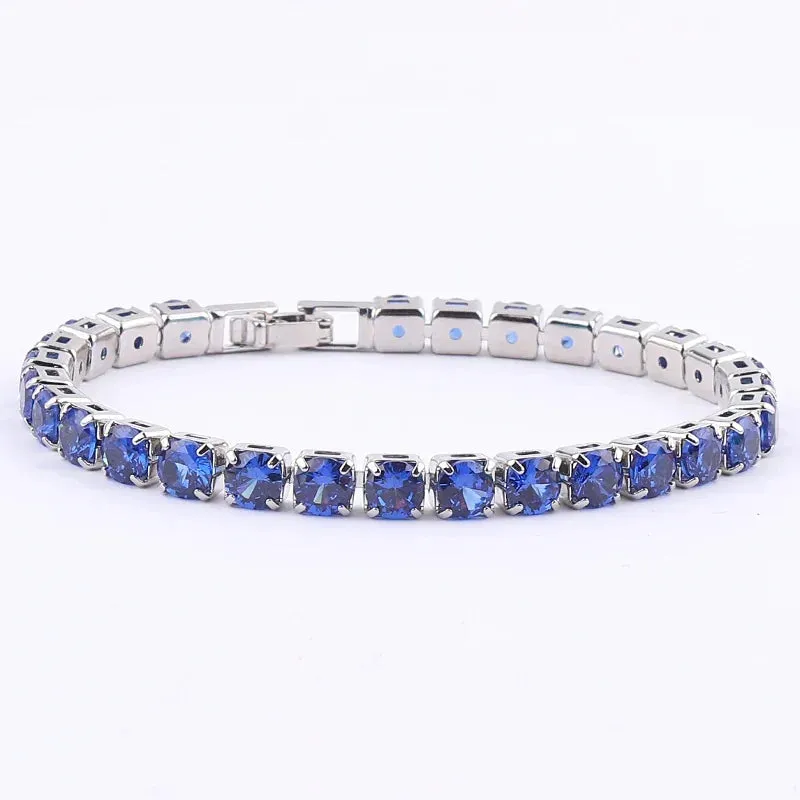 Rainbow Crystal Tennis Bracelets For Women Bracelet Set 18K Gold Silver Colorful Zirconia Femme Bridal Wedding Jewelry