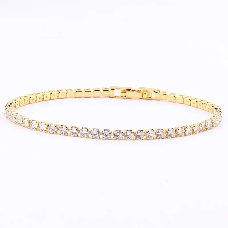 Rainbow Crystal Tennis Bracelets For Women Bracelet Set 18K Gold Silver Colorful Zirconia Femme Bridal Wedding Jewelry