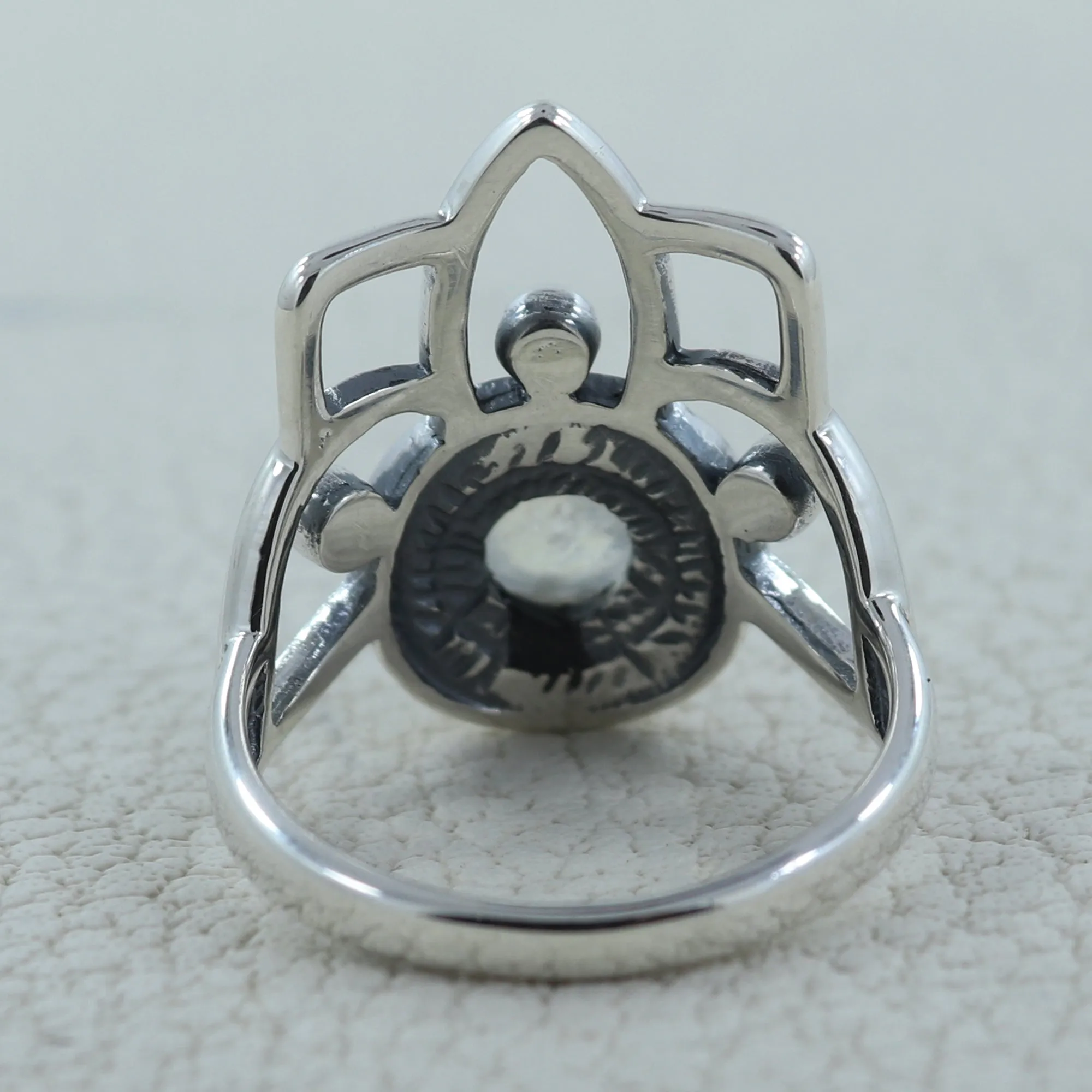 Rainbow Moon Stone Silver Rings