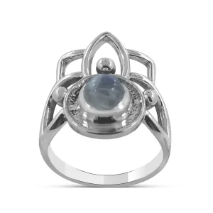 Rainbow Moon Stone Silver Rings