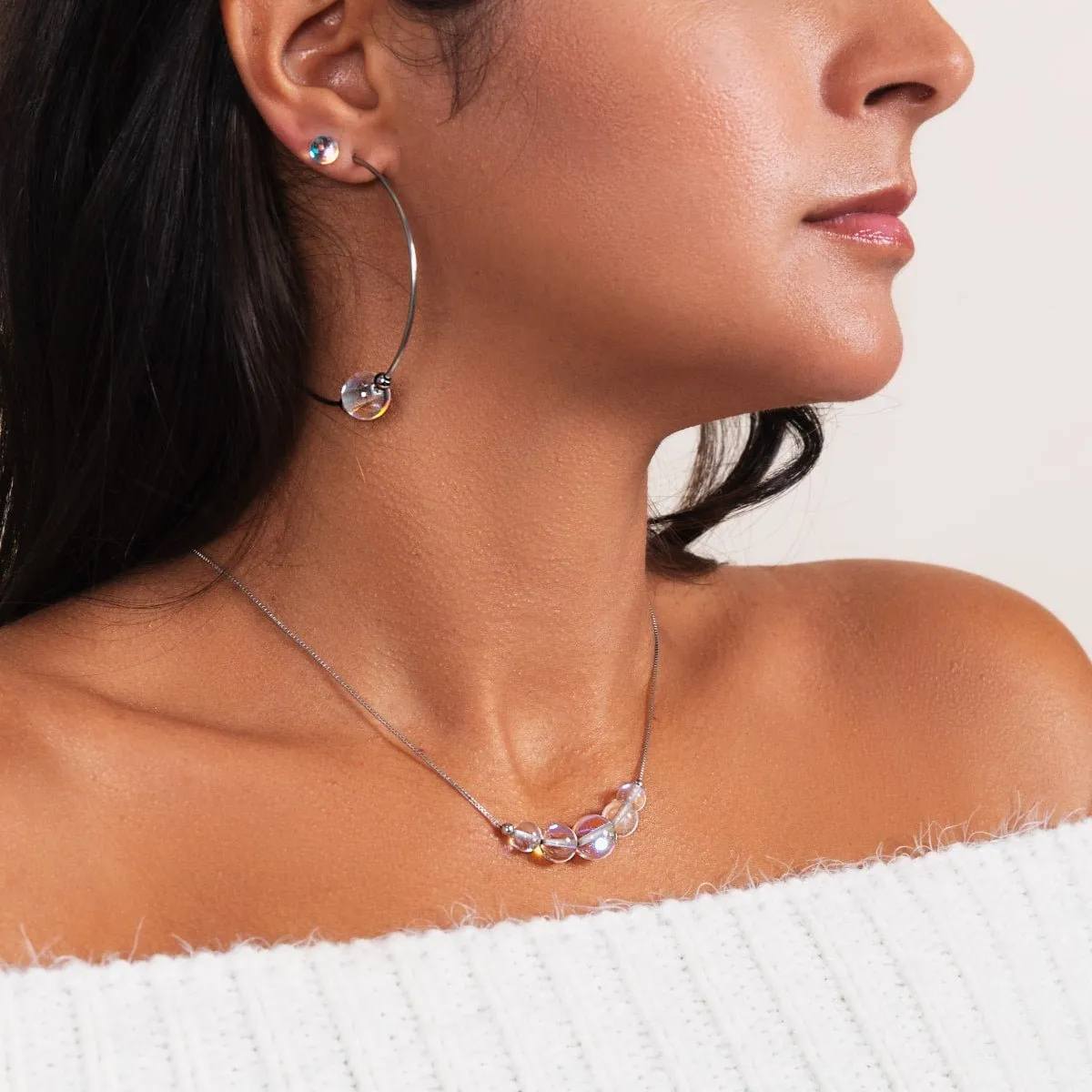 Rainbow Supernova | .925 Sterling Silver | Galaxy Glass Infinity Clasp Necklace