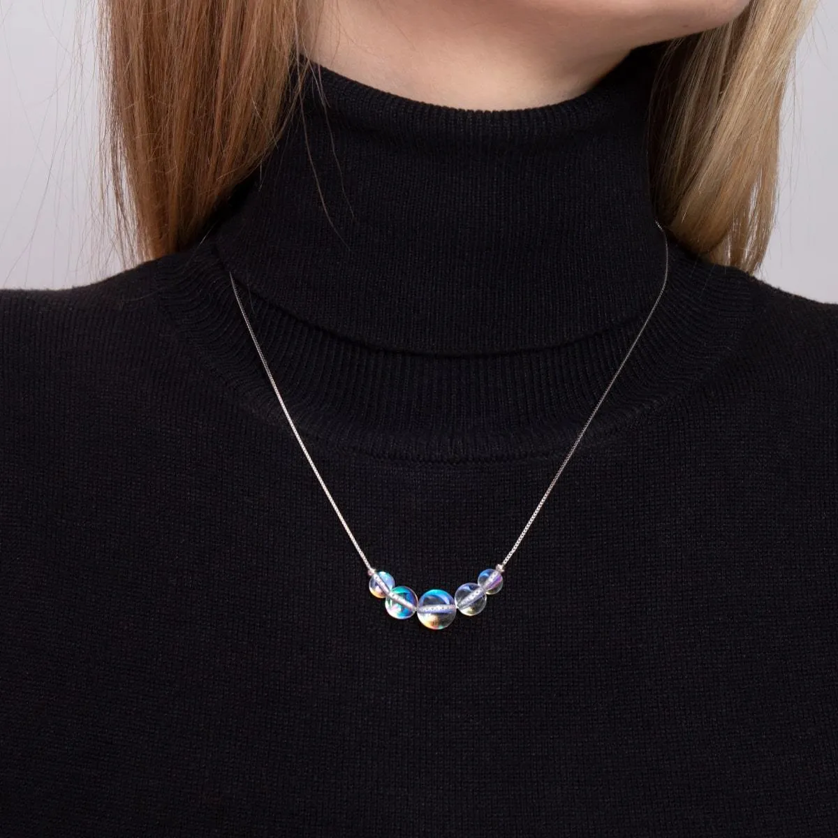 Rainbow Supernova | .925 Sterling Silver | Galaxy Glass Infinity Clasp Necklace