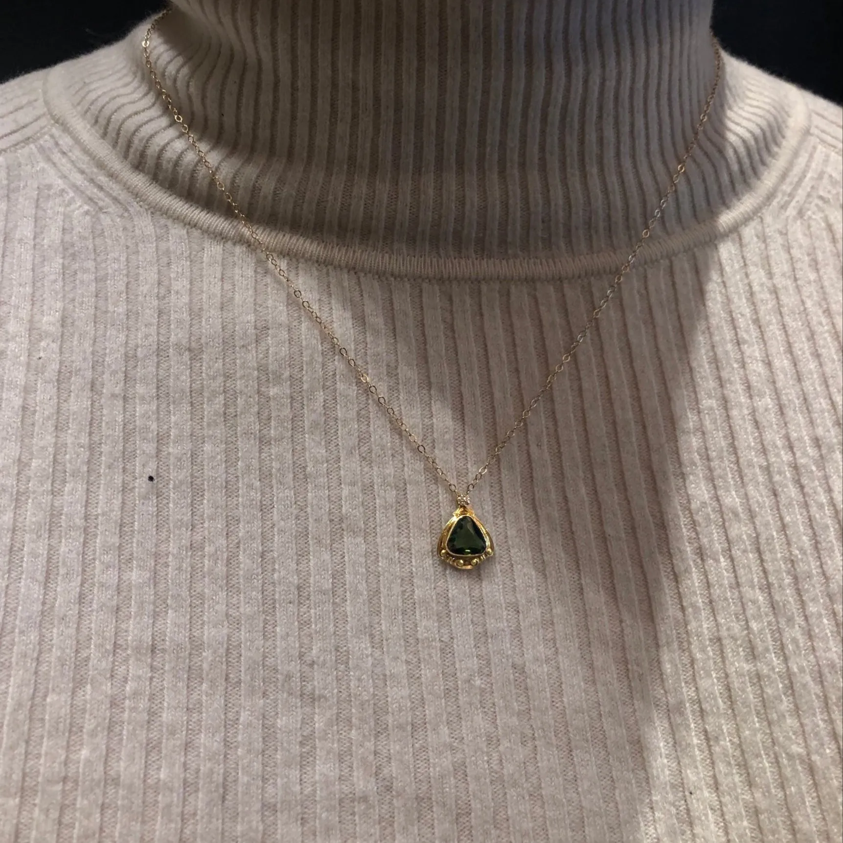 Rare Art Deco Tourmaline and Diamond Necklace