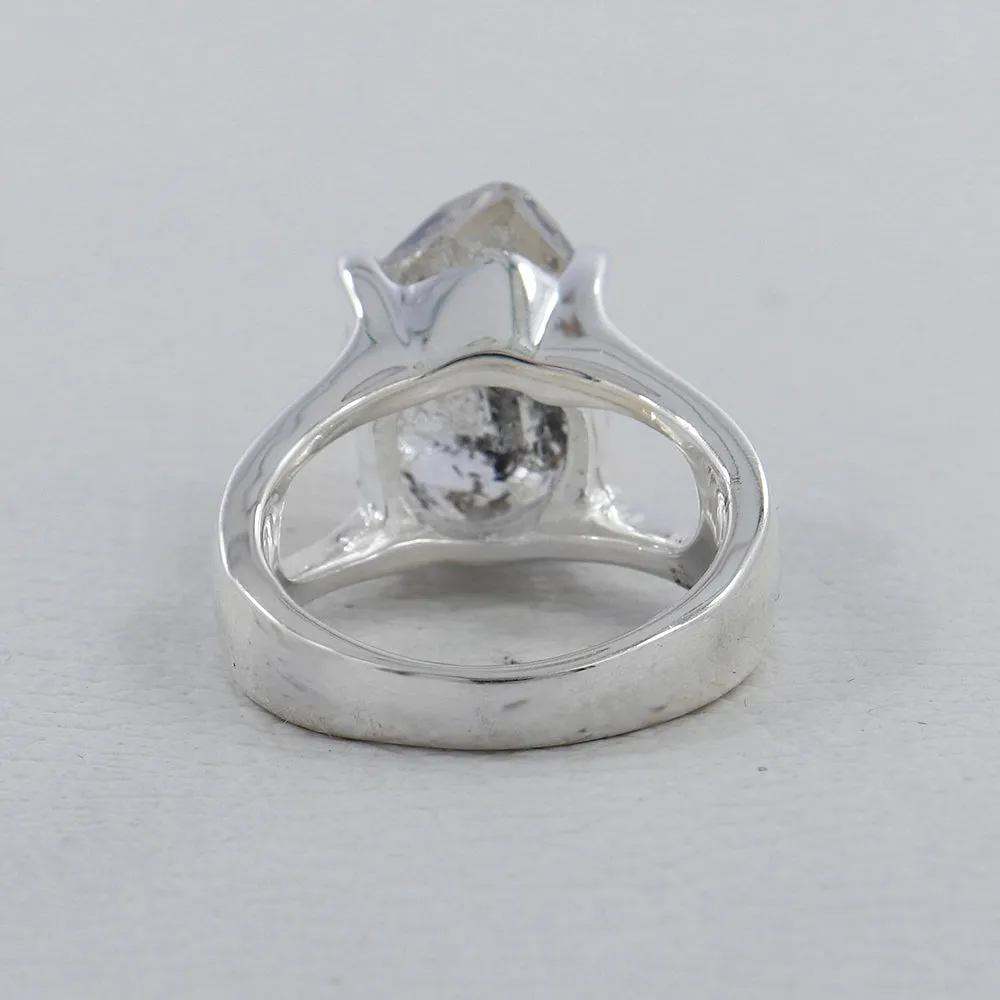 Raw Herkimer Diamond Silver Rings