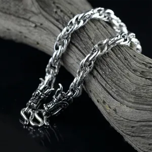 Real Solid 925 Sterling Silver Necklaces Dragon Braided Vintage Hook 20" 22''