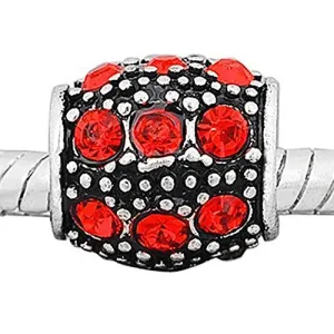 Red Crystals Charm July Birthstone European Bead Compatible for Most European Snake Chain Bracelet