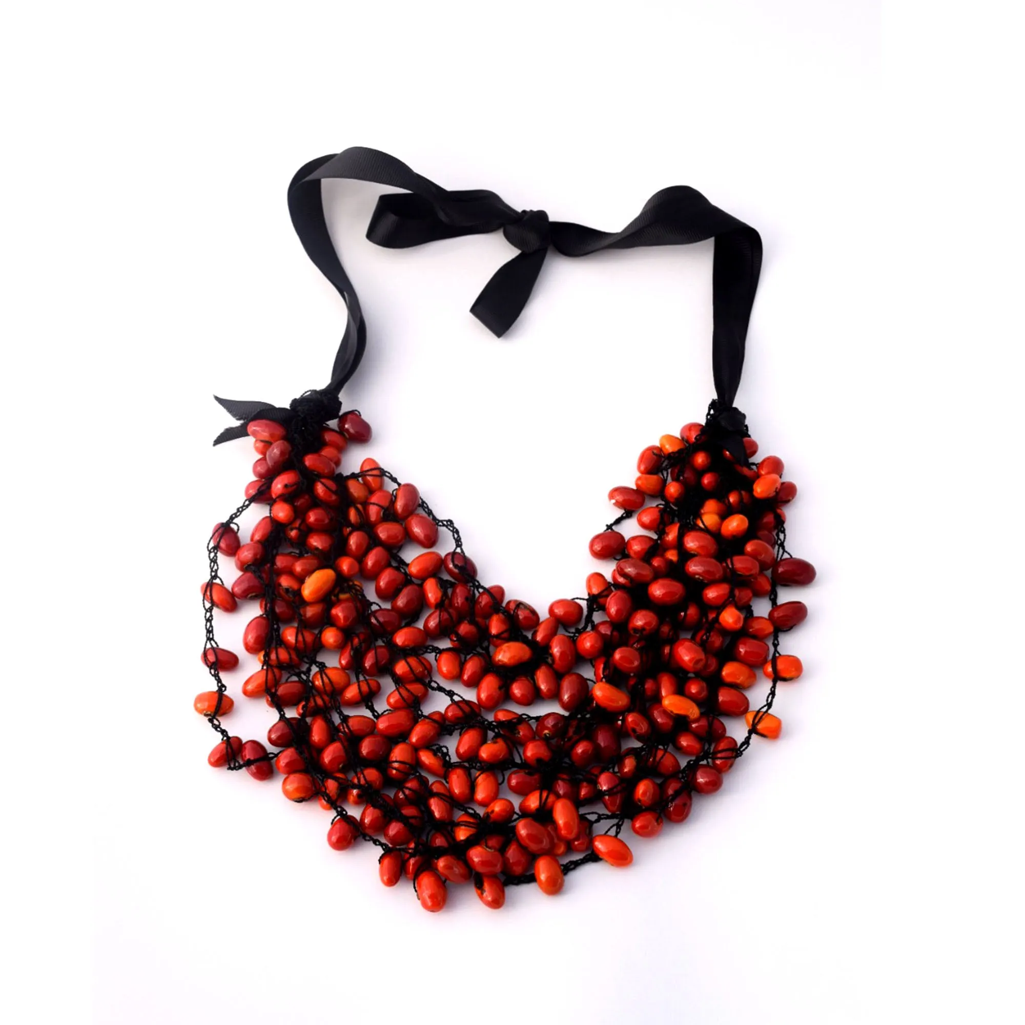 Red necklace natural seeds